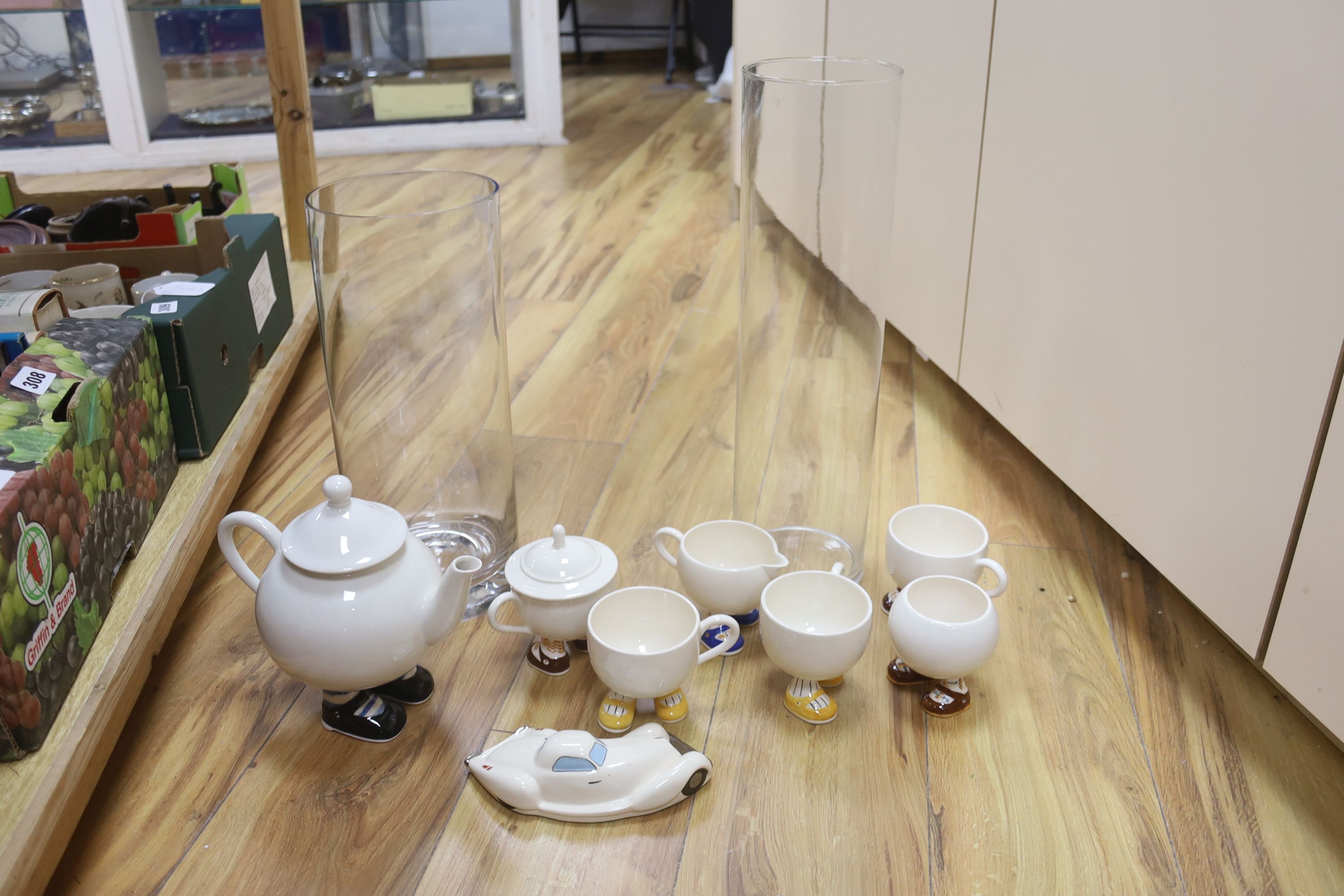 A Carltonware part tea set, other ceramics and glass vases